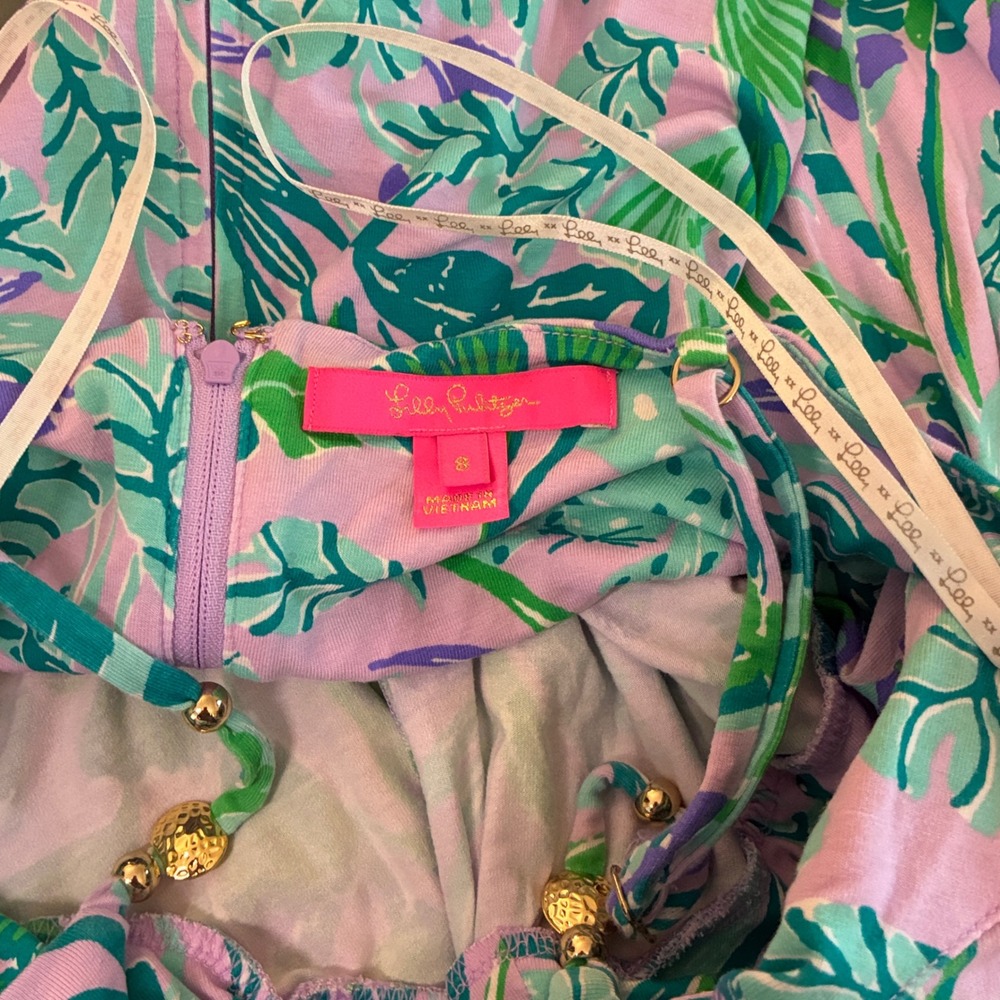 Lilly Pulitzer Dress 8 midi rayon stretch back zip beachy coastal old money chic - Picture 3 of 5